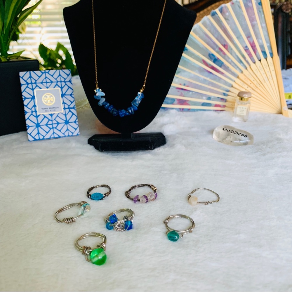 ❗️SOLD❗️ Handmade Silver Copper Wire Bead/Stone Rings